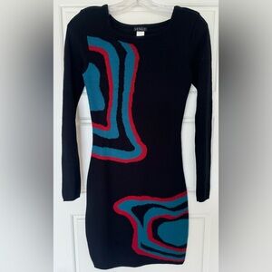 Venus Vintage‎ Sweater Dress Geometric Print Art Deco Size XS